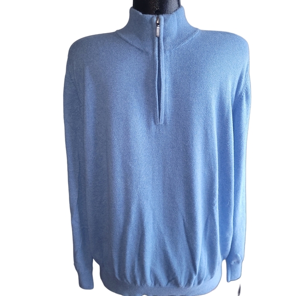 L.L.Bean Blue Zip Neck Pullover Sweater  XL - Picture 1 of 5
